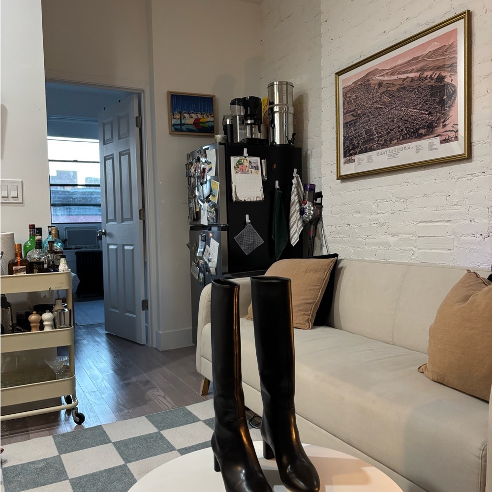 Loeffler Randall Brand New Black Leather Knee-High Boots Size 8.5
